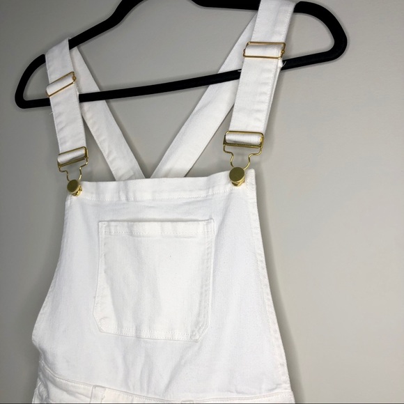 NWT WE WORE WHAT white hi rise skinny overalls XS - Picture 2 of 12